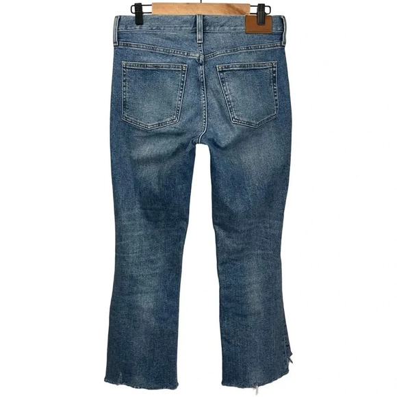 J. Crew Size 29 Mid-Rise Demi-Boot Crop Jeans Raw Hem Kick Flare Denim Size 8/29 - Picture 3 of 12